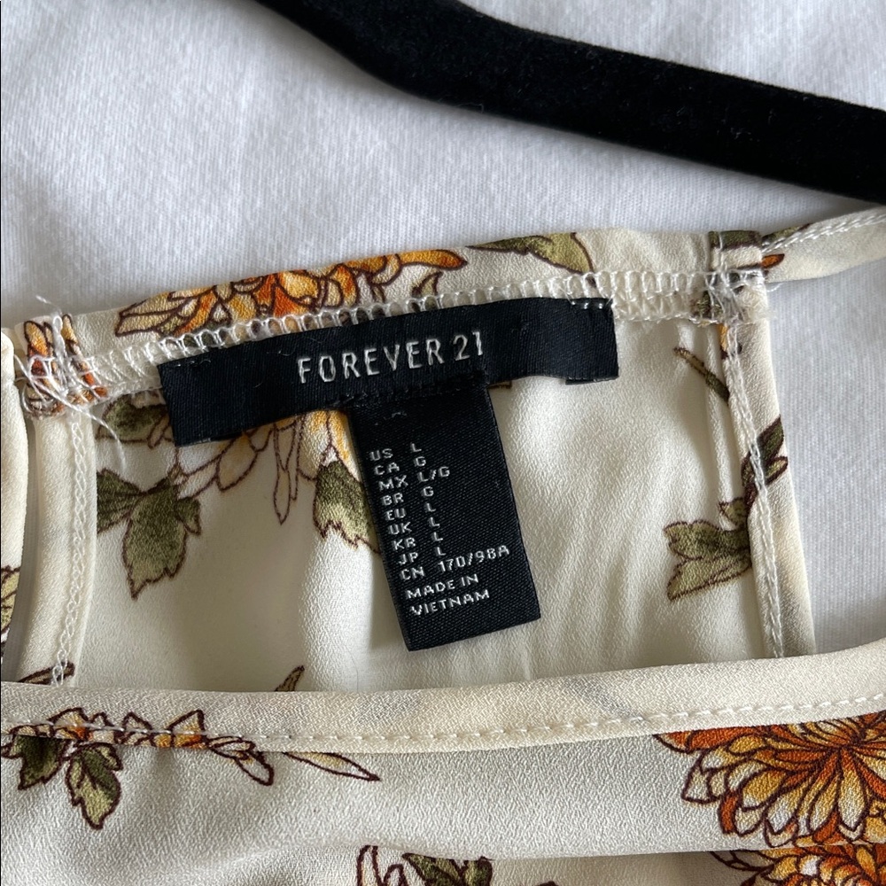 Forever 21 Cream Floral Top